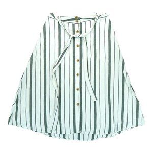 NWT $60 LOFT Outlet Women's Sz 0‎ White Gray Striped Belted Button Up Midi Skirt